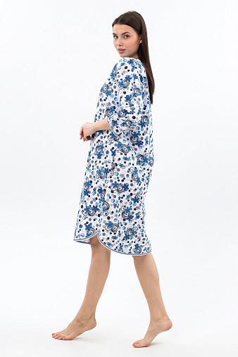 Ночная сорочка Камелия набивная белый/василек