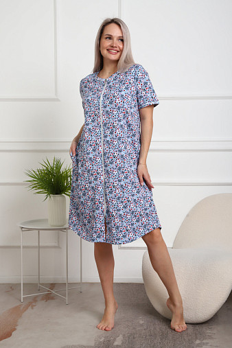 Халат Лотос набивка голубой/цветок