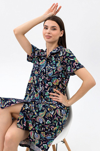 Халат Анна синий/узор