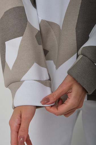 Толстовка жен. Геометрия 3-х нитка начес олива