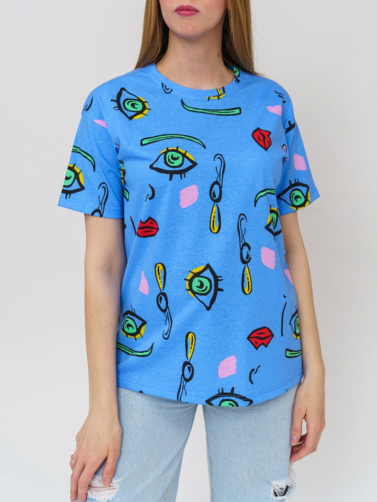 Футболка женская Краш голубая