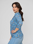 Джемпер Планка рукав 3/4 голубой/соцветие