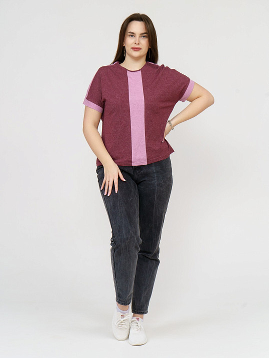 Футболка женская Моника бордо/меланж