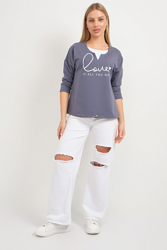 Свитшот женский Шрифт т.серый