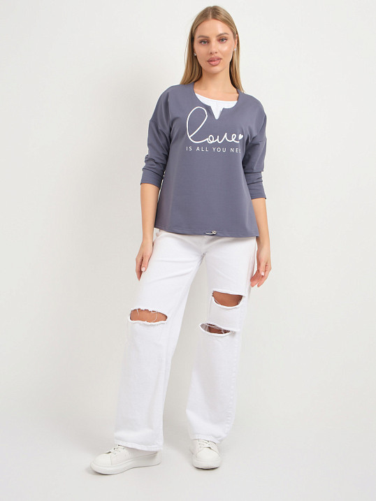 Свитшот женский Шрифт т.серый