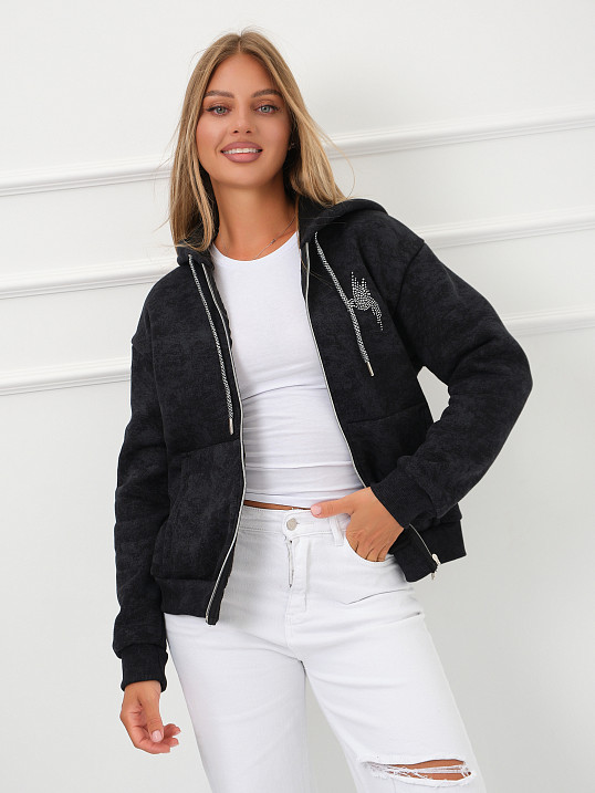 Толстовка женская Дюна начёс черный