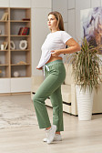 Брюки женские с печатью-2 без манжет фисташка