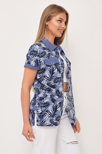 Рубашка Акцент джинс/папоротник