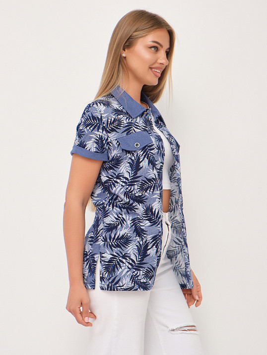 Рубашка Акцент джинс/папоротник