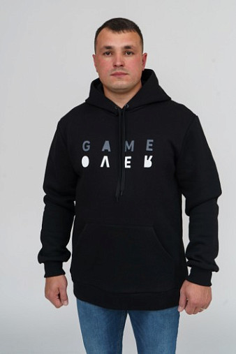 Толстовка мужская Тайм черная 3-х нитка начес
