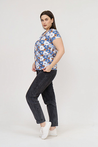 Футболка Фонарик х/б сине-белая