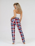 Брюки Силуэт сине-красный/клетка