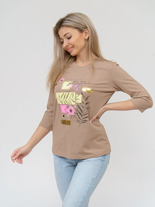 Лонгслив Элис рукав 3/4 бежевый