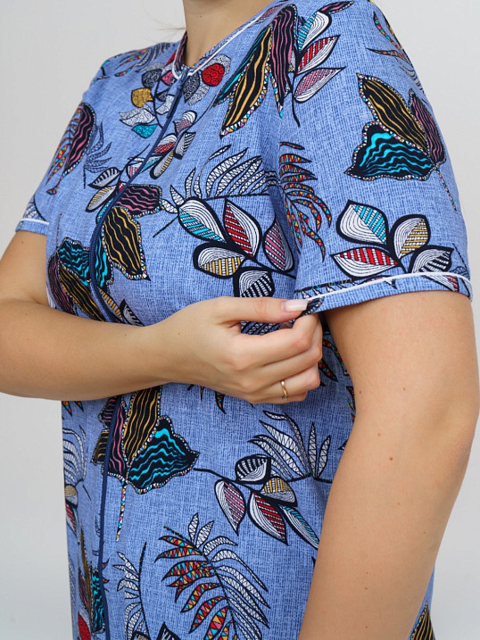 Халат Лотос набивка голубой/папоротник