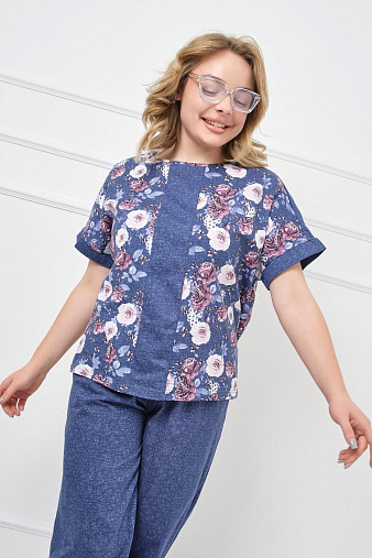 Костюм Моника индиго/цветы