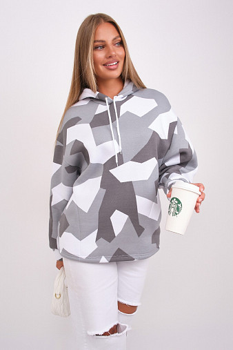 Толстовка жен. Геометрия 3-х нитка начес серый