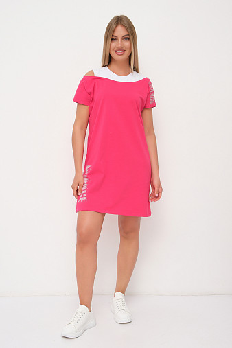 Платье женское Мирэль со стразами фуксия