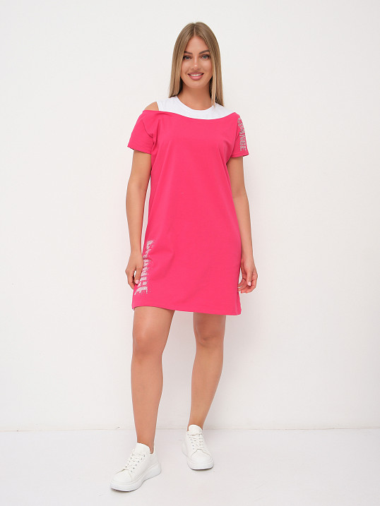 Платье женское Мирэль со стразами фуксия