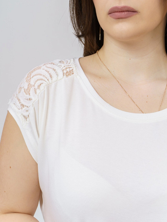 Футболка Кимоно-кружево ваниль