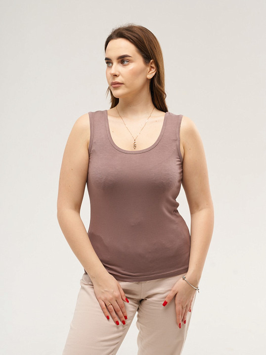 Майка вискозная однотонная шоколад