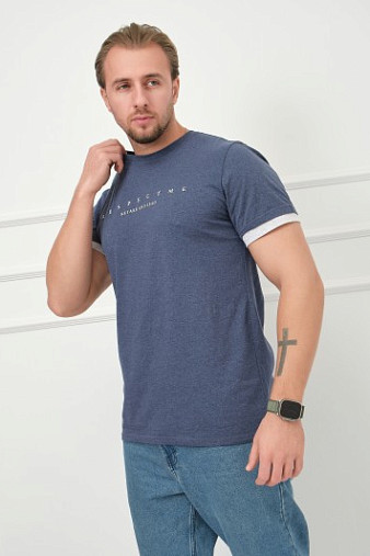 Футболка мужская Респект индиго/меланж