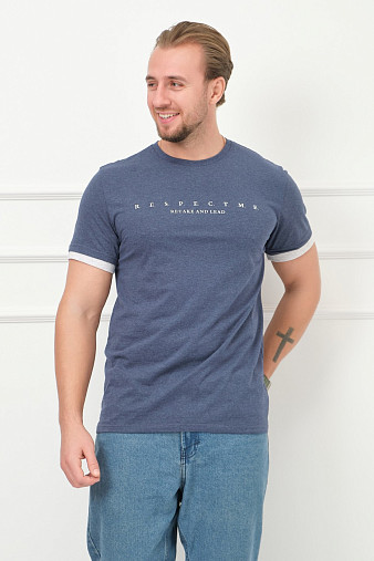 Футболка мужская Респект индиго/меланж