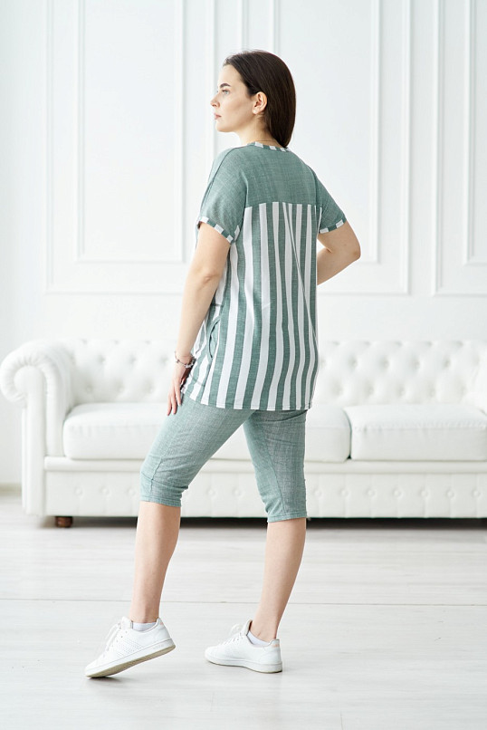 Костюм Вдохновение фисташка/полоса