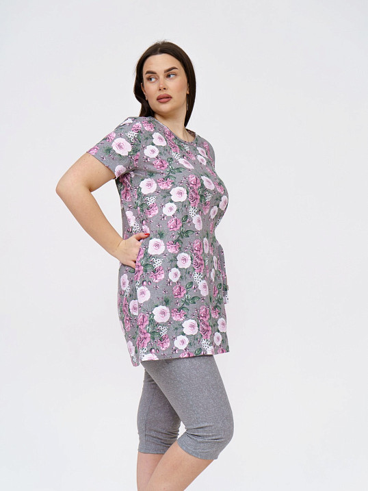 Костюм Симона серый/цветы