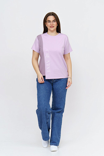 Футболка женская Креатив лаванда/корица