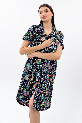 Халат Анна синий/узор