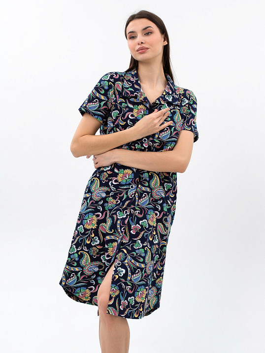 Халат Анна синий/узор