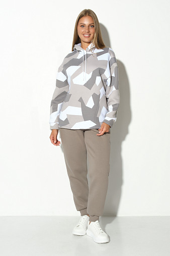 Костюм жен. Геометрия набивка 3-х нитка начес олива