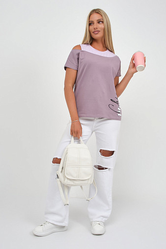 Футболка женская Чика корица/лаванда