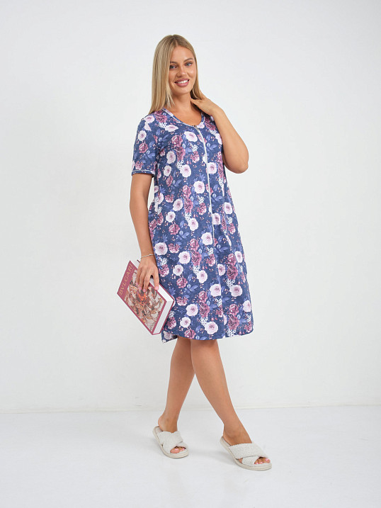 Халат Лотос набивка джинс/цветы