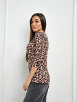 Лонгслив Флирт коричневый/леопард