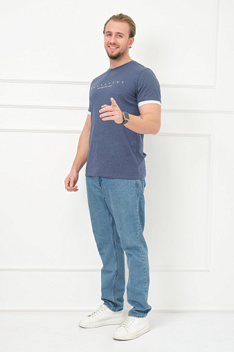 Футболка мужская Респект индиго/меланж