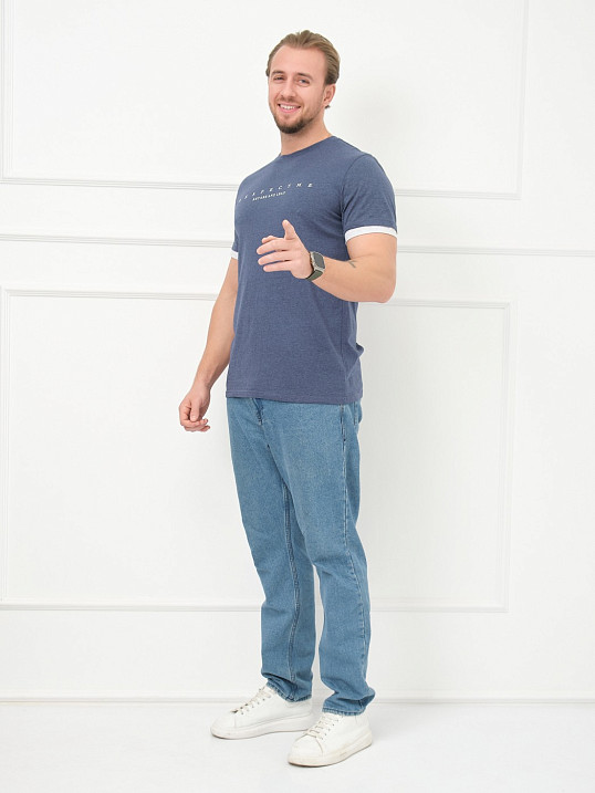 Футболка мужская Респект индиго/меланж