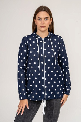 Толстовка женская Мираж футер т.синий/горох