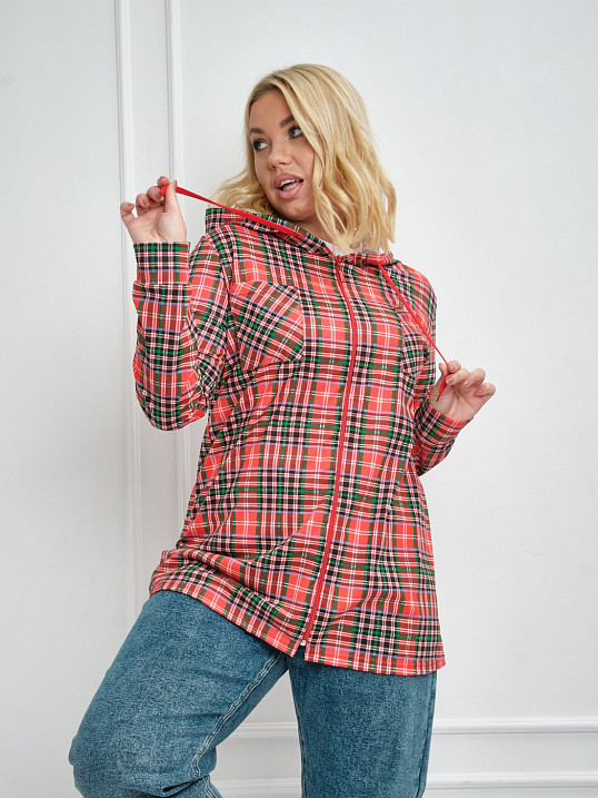 Рубашка Азарт-2 набивная красный/клетка