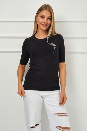 Лонгслив женский Вираж лапша черный