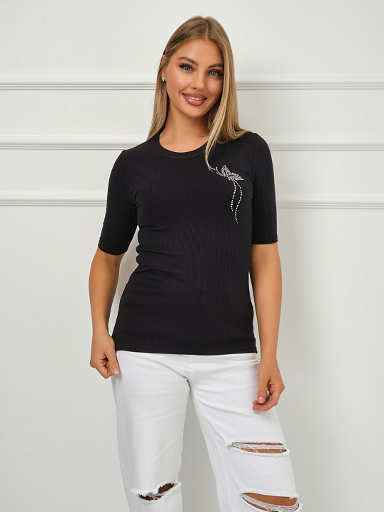 Лонгслив женский Вираж лапша черный