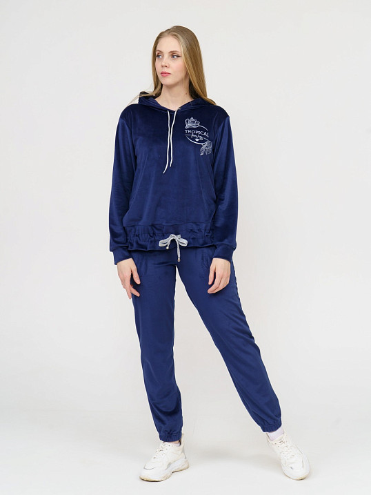 Костюм Уют велюр синий