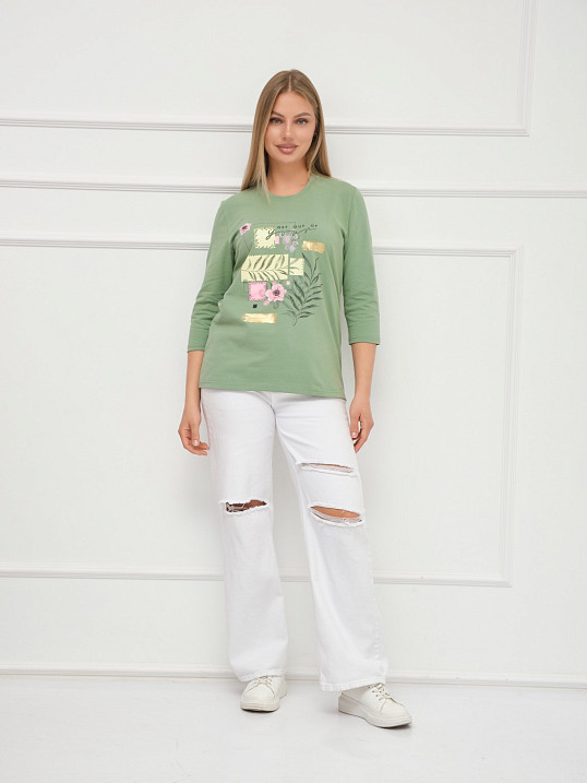 Лонгслив Элис рукав 3/4 фисташка