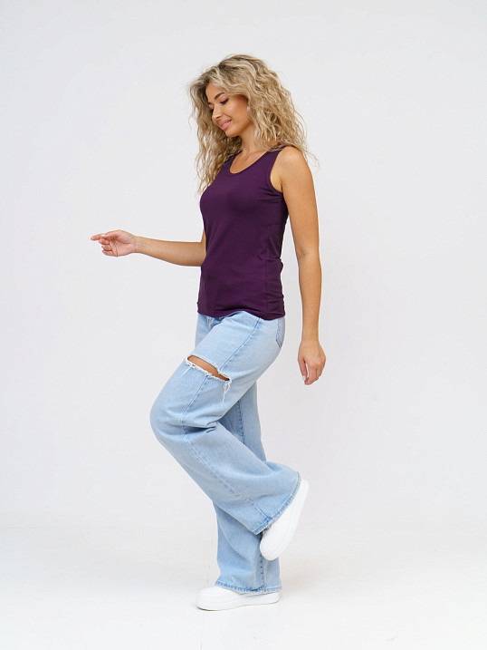 Майка вискозная однотонная баклажан