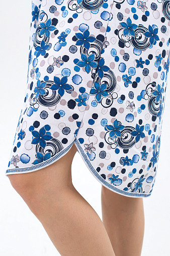 Ночная сорочка Камелия набивная белый/василек