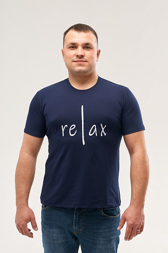 Футболка мужская Узб принт светл. индиго