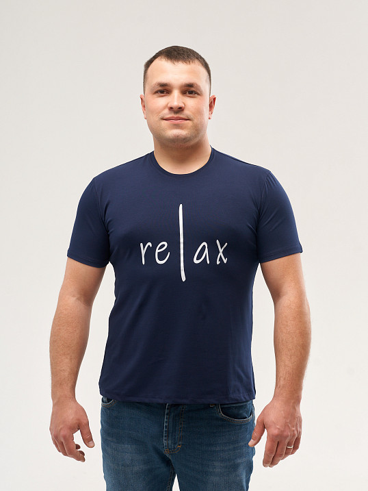 Футболка мужская Узб принт светл. индиго