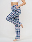 Брюки Силуэт сине-розовый/клетка