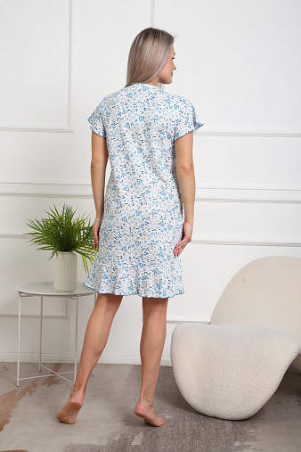 Ночная сорочка Астра крыло голубой/цветы