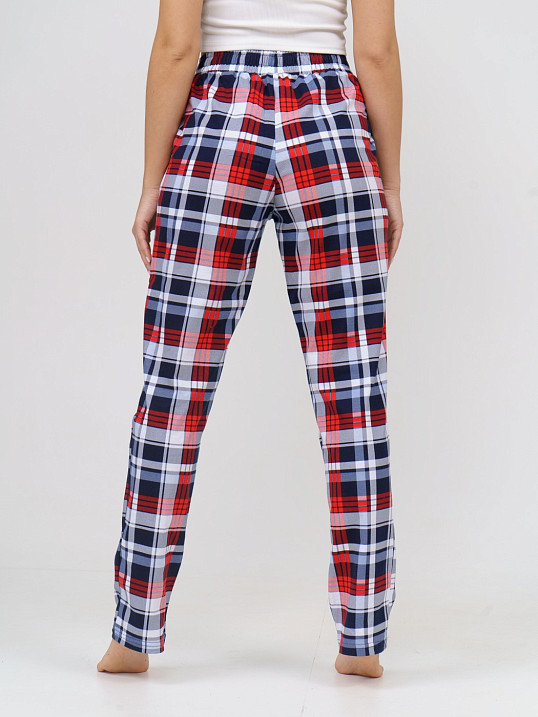 Брюки Силуэт сине-красный/клетка